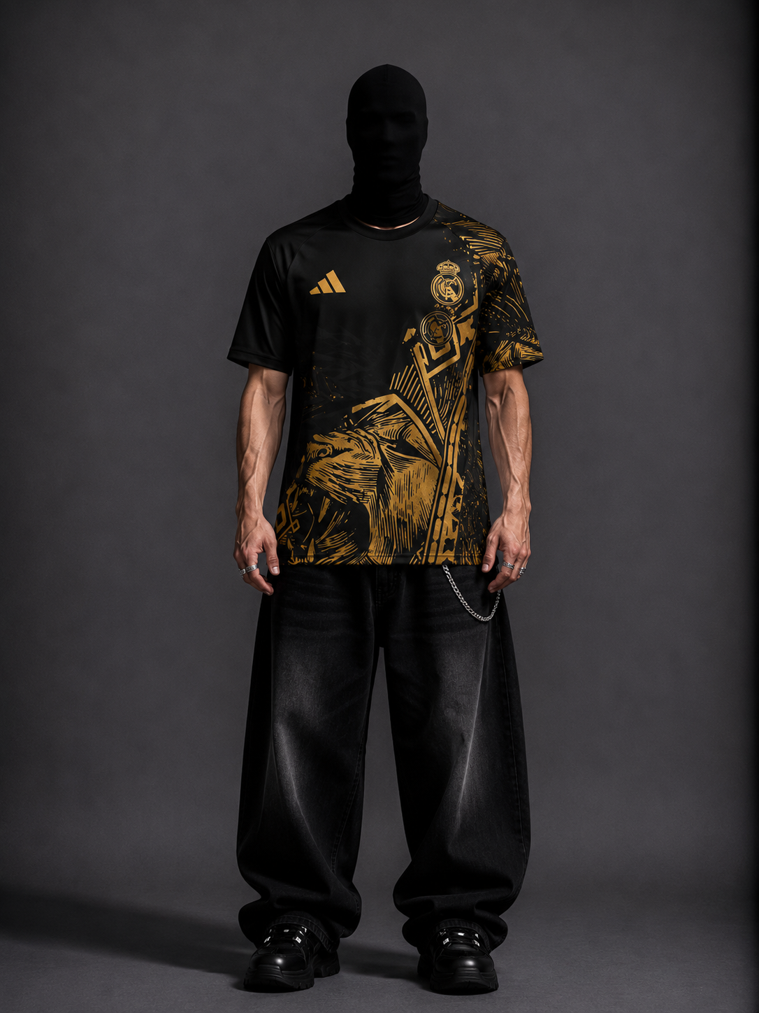 Real madrid yellow panther half sleeves sublimation