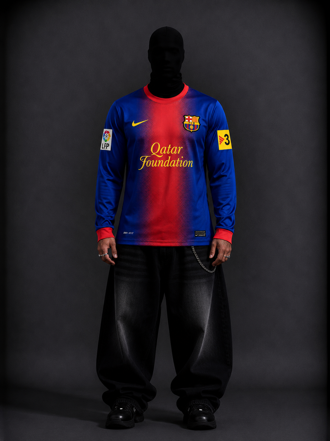 FC Barcelona Messi full sleeves retro kit