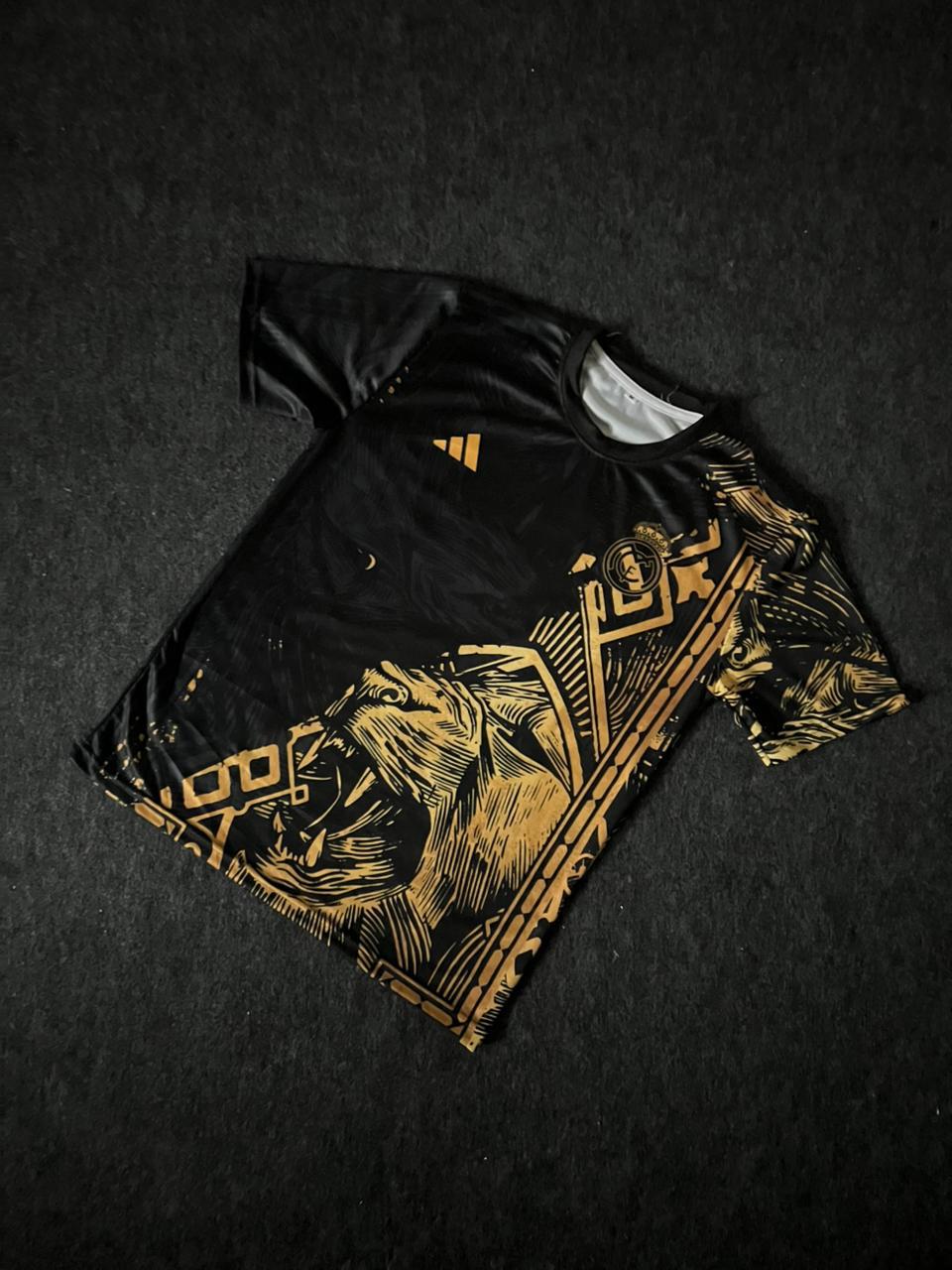 Real madrid yellow panther half sleeves sublimation